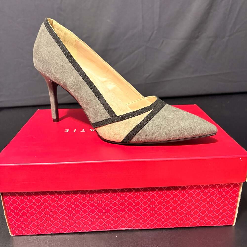 Kelly & Katie KK-BAMITA Dk Stone/Smokey Rose Microsuede Pointed Toe Pumps